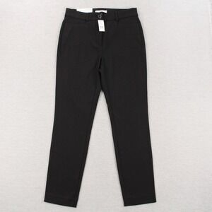 Loft The Sutton Skinny Curvy Pants Womens Size 2 Black Faux Pockets